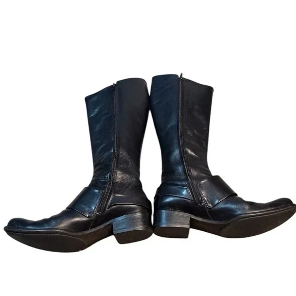 Coclico Black Leather Tall Boots Size 38 Full Zip‎ Excellent Vintage 7 or 7.5 US